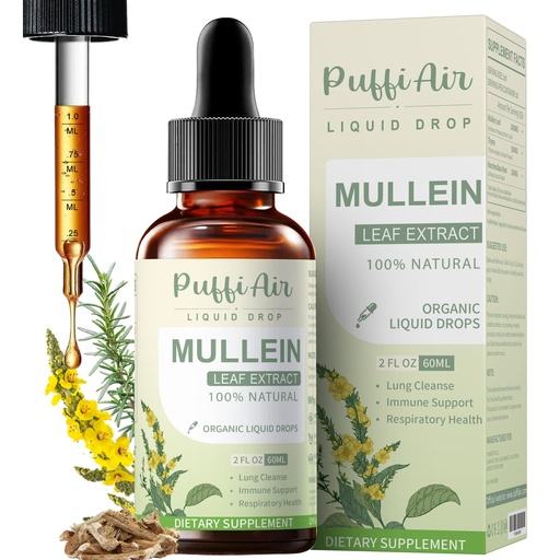 [BRSREAYBDN6RECQY] Mullein Drops for Lungs with Mullein Leaf, Thyme & Marshmallow Root – Lung Cleansing Formula for Smokers, Supporting Respiratory Health & Immunity | 60ml (2fl oz) Natural Vegan Non-GMO