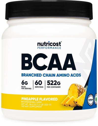 [BRSWGGAEAUCBAYD7] Nutricost BCAA Powder (Pineapple, 60 Servings) - Optimal 2:1:1 Ratio