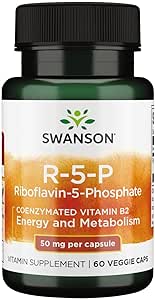[BRSWIHAACMOR63DY] Swanson R-5-P (Riboflavin-5-Phosphate) - Vitamin B2 Supplement Promoting Energy, Metabolism & Vision Health - Natural Wellness Formula - (60 Capsules)