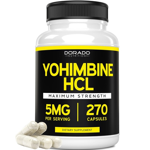 [BRSWYAY7OJ6B4DT7] Yohimbine HCL 5mg for Men and Women (270 Capsules) More Potent Than Yohimbe Bark Powder - Quality Guarantee - Third Party Tested for Potency & Purity - Vegan, Gluten Free & Non-GMO - USA Made