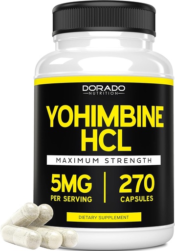 [BRSWYAY7OJ6B4DT7] Yohimbine HCL 5mg for Men and Women (270 Capsules) More Potent Than Yohimbe Bark Powder - Quality Guarantee - Third Party Tested for Potency & Purity - Vegan, Gluten Free & Non-GMO - USA Made