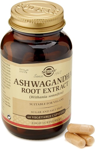 [BRSWIYTYO4HRUG34] Solgar Ashwagandha Root Extract - 60 Vegetable Capsules - Standardized Full Potency (SFP) - Non-GMO, Vegan, Gluten & Dairy Free, Kosher - 60 Servings