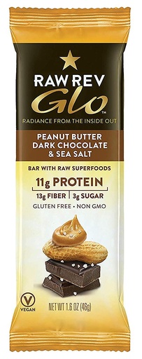 [BRSWGEIFBAPREHLB] Peanut Butter Dark Chocolate & Sea Salt "New and Improved Glo" Vegan Protein Bars, 12g of Plant-Based Protein with Only 3g of Sugar, Pack of 144