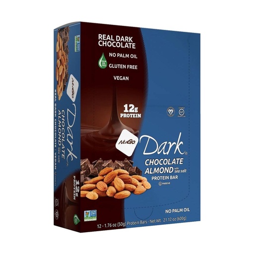 [BRSW2AYCDN4G2ETK] Nugo, Bar Dark Chocolate Almond Sea Salt, 12 Count, 1.76 Ounce