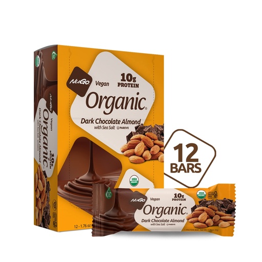 [BRSWIYQYCV4R6YDI] NuGo Organic Dark Chocolate Almond, 10g Vegan Protein, Gluten Free, 12 Count