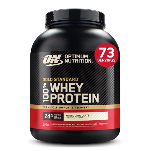 [BRSWIYLZAUOGED3M] Optimum Nutrition Gold Standard 100% Whey Protein Powder, White Chocolate, 5 Pound (Packaging May Vary)