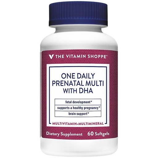 [BRSRM2YRCMCBQYLO] The Vitamin Shoppe One Daily Prenatal Multivitamin with DHA - Supports a Healthy Pregnancy & Fetal Development (60 Softgels)