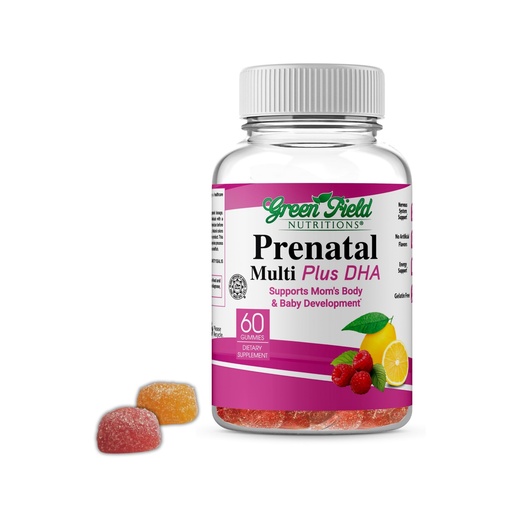 [BRSRABIEOANRE2T2] Greenfield Nutritions Halal Prenatal Gummies with DHA and Folic Acid - Essential Prenatal Pregnancy Multivitamin - Contains 17 Vitamins for Mom to Be - Easy to Swallow