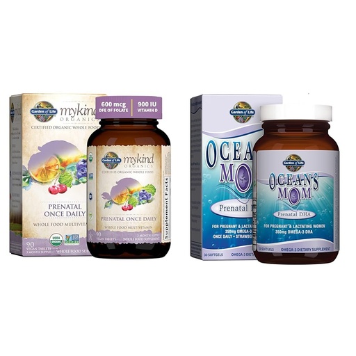 [BRSROBL3DIFRSA3A] Garden of Life Organics Prenatal Vitamin: Folate for Energy & Healthy Fetal & Oceans Mom Prenatal Fish Oil DHA, Omega 3 Fish Oil Supplement - Strawberry