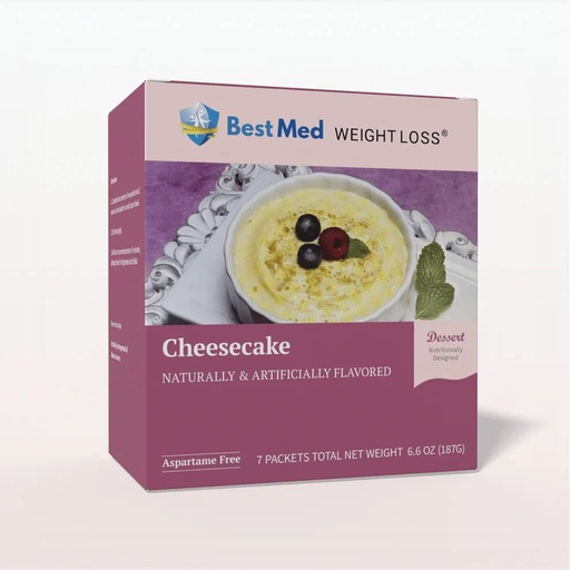 [BRSRYYIFAAGWKGQ2] BestMed High Protein Pudding Cheesecake - 7 Count Box - Low Sugar Low Calorie Gluten Free - Clean Nutrition Dessert