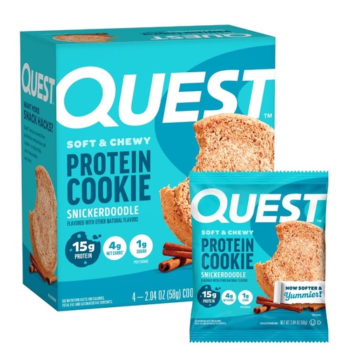 [BRSWYHA5DIPRSHLJ] Quest Nutrition Snickerdoodle Protein Cookie, 15g Protein, 1g Sugar, 4g Net Carbs, Keto Friendly, High Protein, Low Carb 4 Count