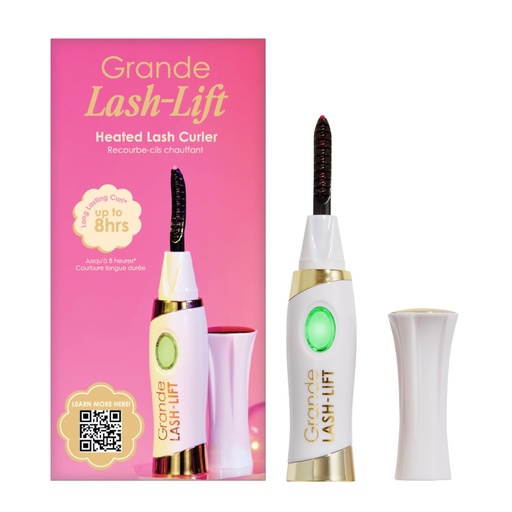 [BRSWYYA6DENGACL3] Grande Cosmetics LASH-LIFT Heated Lash Curler - Rechargeable, Travel-Friendly, with 2 Heat Settings - White