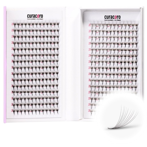 [BRSRGEITDECBQCIZ] Curacoro XL Lite Promade Wide Fans 10D-0.03 Volume Lashes C Curl 10-12mm Length Handmade Lightweight Lash Fans for Soft Fluffy Eyelash Extensions