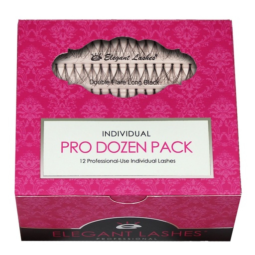 [BRSWKH34AQABE3QY] Elegant Lashes Double Flare Long Black Individual Eyelashes (Pro Dozen Pack - 12 Trays)