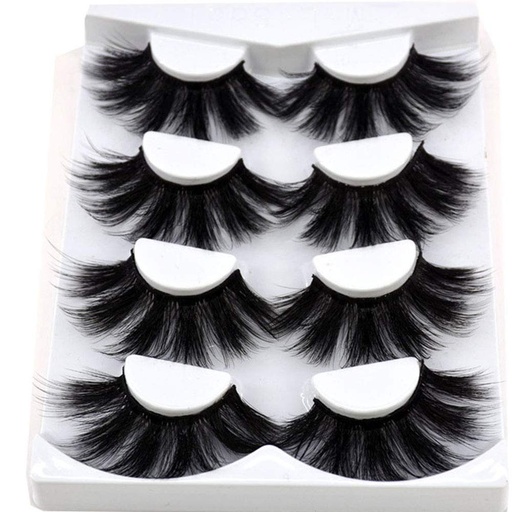 [BRSWGAA5AEBBUELB] NEW 4 Pairs 3D Mink Hair False Eyelashes Criss-cross Wispy Cross Fluffy length 25mm Lashes Extension Handmade Eye Makeup Tools (MDR-5)