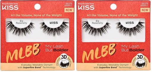 [BRSRAY35DF7RMFLP] KISS My Lash But Bolder, False Eyelashes, 'Big Personality', 14mm, Includes 1 Pair, Easy to Apply, Reusable Lash Clusters (Pack of 2)