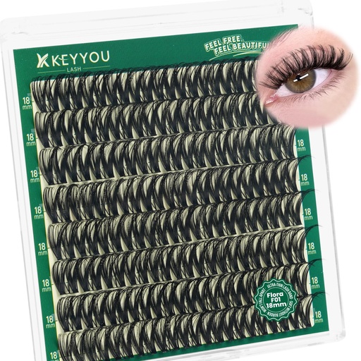 [BRSRYY35OABAMCL7] KEYYOU Flora Lash Clusters Flaunt Eyelash 18mm D Curl Cluster Eyelash | Easy to apply,Last about a week,Beautiful natural look,Comfortable