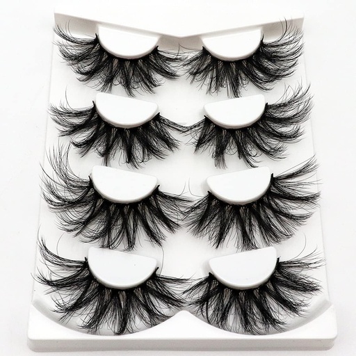 [BRSW2234DMAQYE37] Losha 25mm Lashes Big Fluffy False Eyelashes 3D Dramatic Long Volume Faux Mink Lashes Pack 4 Pairs