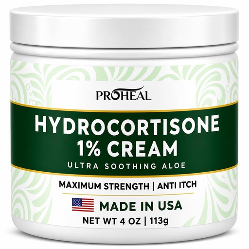 [BRSRGELQOAIBY3AZ] ProHeal 1% Hydrocortisone Cream Maximum Strength with Aloe - 4oz of Anti Itch Cream for Insect Bites, Eczema, Poison Ivy, Oak, Sumac, and More