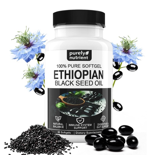[BRSRGBAQBABWAG3F] Ethiopian Black Seed Oil 800mg – High Potency Nigella Sativa Softgels 4.64% Thymoquinone – Cold Pressed Black Cumin Supplement for Immune, Energy & Digestive Support – Non-GMO, 60 Count