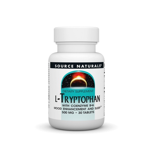 [BRSWIY3YCQBWODT2] Source Naturals L-Tryptophan with Coenzyme B-6 500 mg - 30 Tablets