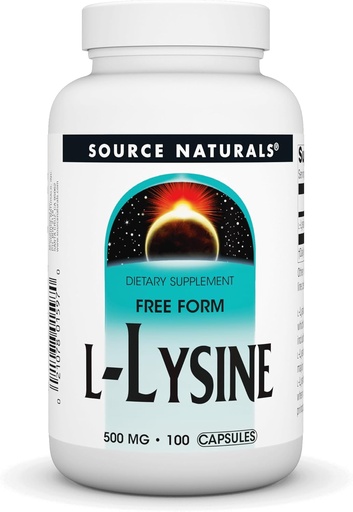 [BRSWIZYTBIHWC2I7] Source Naturals L-Lysine Free Form -Amino Acid Supplement Supports Energy Formation & Collagen - 100 Capsules