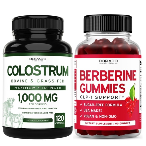 [BRSRAFQ6PJ6WC33K] Colostrum (120 Capsules) Bovine Colostrum Capsules Supplement and Berberine Gummies with Ceylon Cinnamon (60 Gummies) pREMOIUM Sugar-Free Chewable Supplement for Adults - Vegan Safe & Made in USA