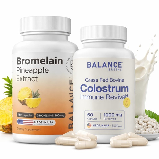 [BRSRGHQYDMGQKDTA] Balancebreens Bromelain Digestive Enzyme + Grass-Fed Colostrum Bundle for Gut & Immune Support