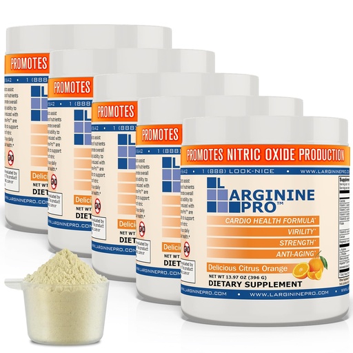 [BRSWGZL2OF7GY3L2] | 5,500mg L-Arginine Plus L-Citrulline 1,100mg Orange Powder Drink Mix Supplement for Increased Nitric Oxide Production