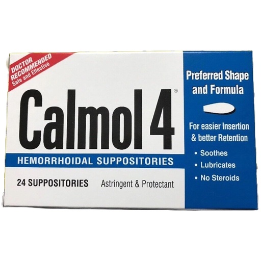 [BRSWIGYPDEORM2LO] Calmol 4 Hemorrhoidal Suppositories 24 Each (Pack of 2)