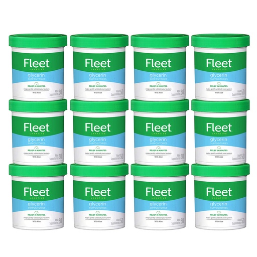 [BRSWIBAROJ6WKFD6] Fleet Glycerin Suppositories for Constipation Relief, Fast and Effective Stimulant-Free Laxative with Aloe Vera, 50 Count Jar (Pack of 12)