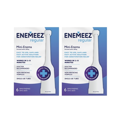 [BRSRAHQQCAJRAGT3] Enemeez Constipation Relief for Adults 0.84 Fl Oz, Docusate Sodium Mini Enema for Effective Constipation Relief, Docusate Formula, 2 Boxes of 6 Each, 12 Total enemas