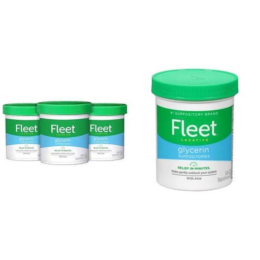 [BRSRAYYYBZYGAFD4] Fleet Laxative Glycerin Suppositories for Constipation, 50 Count, 3 Pack and 1 Jar Aloe Vera, 50 Count