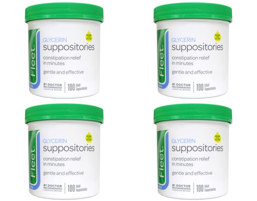 [BRSWG2TYAAMQ4YD4] Fleet Glycerin Suppositories Adult Laxative 100 Count (Pack of 4)