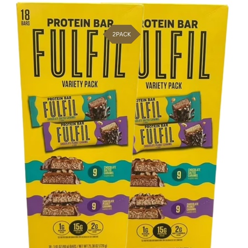 [BRSREZIOC56AKDLG] FULFIEL Protein Bars, Chocolate Salted Caramel Flavored, Chocolate Peanut Caramel Gluten Free with 15g Pantry, 18 Count (2PACK)