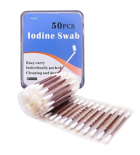[BRSWYCAFDEHGEEQ3] 50 Disposable Iodophor Swabs Outdoor Supplies Medical Iodine Individually Packaged Iodine Swabs for Nose Care