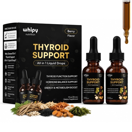 [BRSRGBACAABW22TU] 2 Pack Thyroid Support Liquid Drops for Women & Men with Selenium, Zinc & Iodine Hormone Balance, Energy & Metabolism Ashwagandha, Kelp & L-Tyrosine Wild Berry
