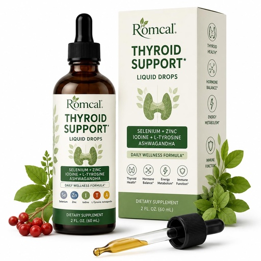 [BRSRYYDQAEHAY23Z] Thyroid Support for Women Liquid Drops Selenium with Zinc, Iodine, L-Tyrosine & Ashwagandha, Alcohol-Free, Non-GMO 12 fl oz