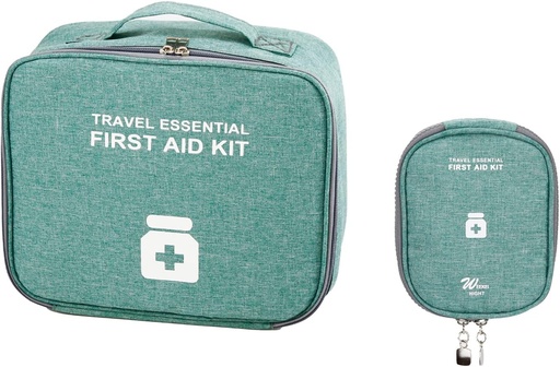 [BRSW2AL7BMMBOALP] Empty First Aid Bags, Travel Medicine Bag, Medical Supplies Organizer Bag, Portable Kit for Traveling, Car, Home, Camping, Office, Hiking, Outdoor (Cationic Green)