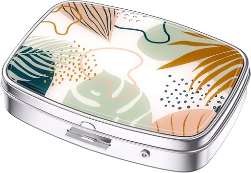 [BRSRMYAFBV5AI3L2] Nipichsha Pill Box, Small Pill Case for Purse & Pocket, Cute Travel Medicine Organizer, Portable Medicine Container Holder to Hold Vitamins, Medication, Fish Oil & Supplements, Boho Leaves