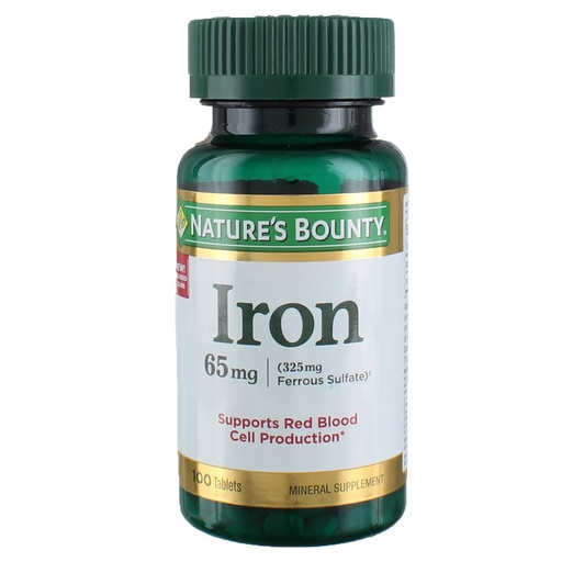 [BRSWIF35BYAB2ADM] Nature's Bounty Iron 65 mg Tablets 100 Tablets, 100 Each, 3-Pack