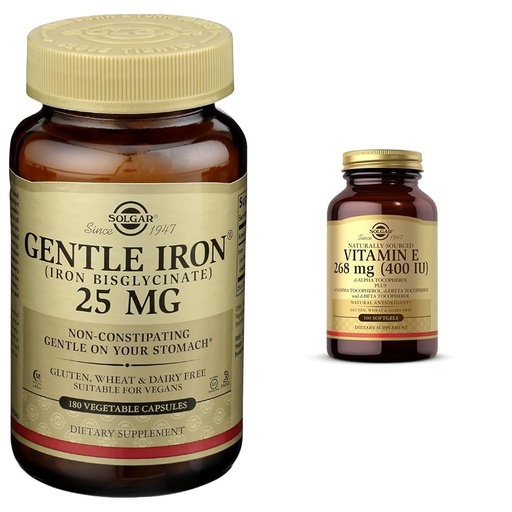 [BRSROBL3DN7AKEQV] Solgar Gentle Iron - Ideal for Sensitive StomachsRed Blood Cell Supplement & Vitamin E 268 MG (400 IU) (d-Alpha Tocopherol & Mixed Tocopherols), 100 Softgels
