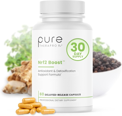 [BRSWICYFBF6RUCTK] Pure TheraPro Rx Nrf2 Boost - NRF-2 Activateur avec breveté Sulforaphane, Curcumine, Thé Vert et Trans-Pterostilbene - Supplément antioxydant pour réduire le stress oxydatif, fabriqué aux États-Unis (60 Capsules Vegan)