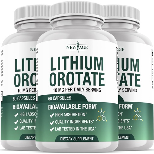 [BRSRYYAPDMPAIE3G] Lithium Orotate 10mg | 5mg Per Capsules | High Bioavailability Trace Mineral | Promotes Healthy Aging, Supporting Brain Supplement | 180 Veggie Capsules