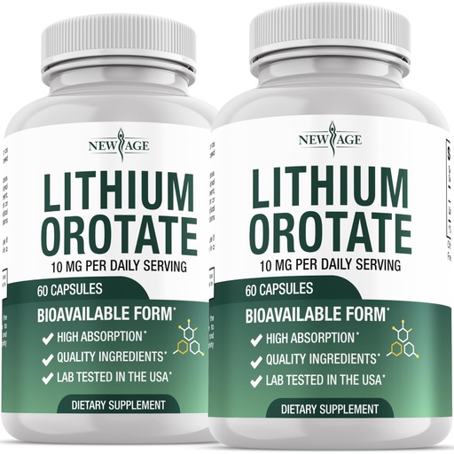 [BRSRYYAPCQFGAFDX] Lithium Orotate 10mg | 5mg Per Capsules | High Bioavailability Trace Mineral | Promotes Healthy Aging, Supporting Brain Supplement | 120 Veggie Capsules