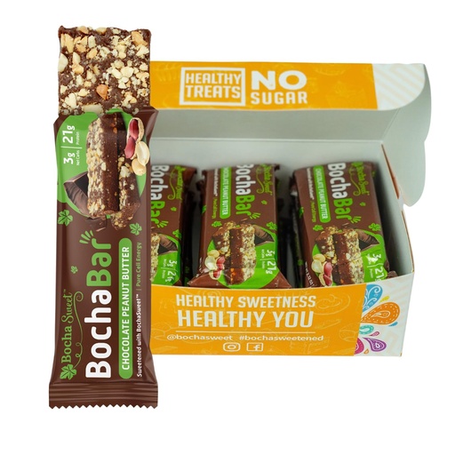 [BRSWGFT7DIBWKG3F] BochaSweet Keto Protein Bar, Chocolate Peanut Butter BochaBar, 21g Grass Fed Collagen, Low Carb, Keto-Friendly, Gluten Free, 12 Count