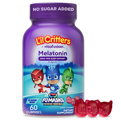 [BRSROAY5CIIRG2DF] L'il Critters PJ Masks Melatonin Gummy Supplements, 60 Gummies