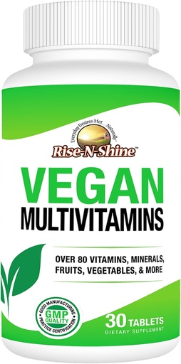 [BRSWKHYQBYOQGFD7] MultiVitaminas Veganas Rise-N-Shine MultiVitamin y MultiMineral para Hombres y Mujeres con Más de 80 Vitaminas, Minerales, Frutas, Verduras y Más 30 Cuentas