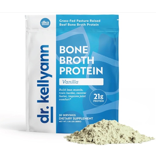 [BRSWGGI5PIPAGCLF] Dr. Kellyann Bone Broth Protein Powder Vanilla (30 Servings) – 21g Protein, Sugar Free Grass-Fed Collagen, Keto & Paleo-Friendly, 1 Pack