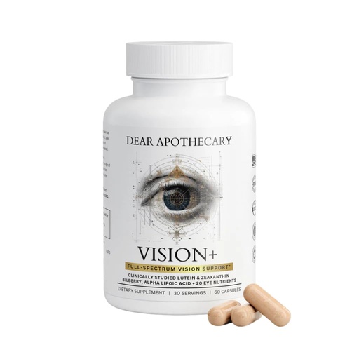 [BRSRYYARCEPR6HT4] Vision+ Herbal Blend with Bilberry, Lutein and Eyebright, Botanical Eye Formula with Zeaxanthin, Quercetin, Rutin and Grape Seed, 60 Capsules, Non-GMO, Made in USA